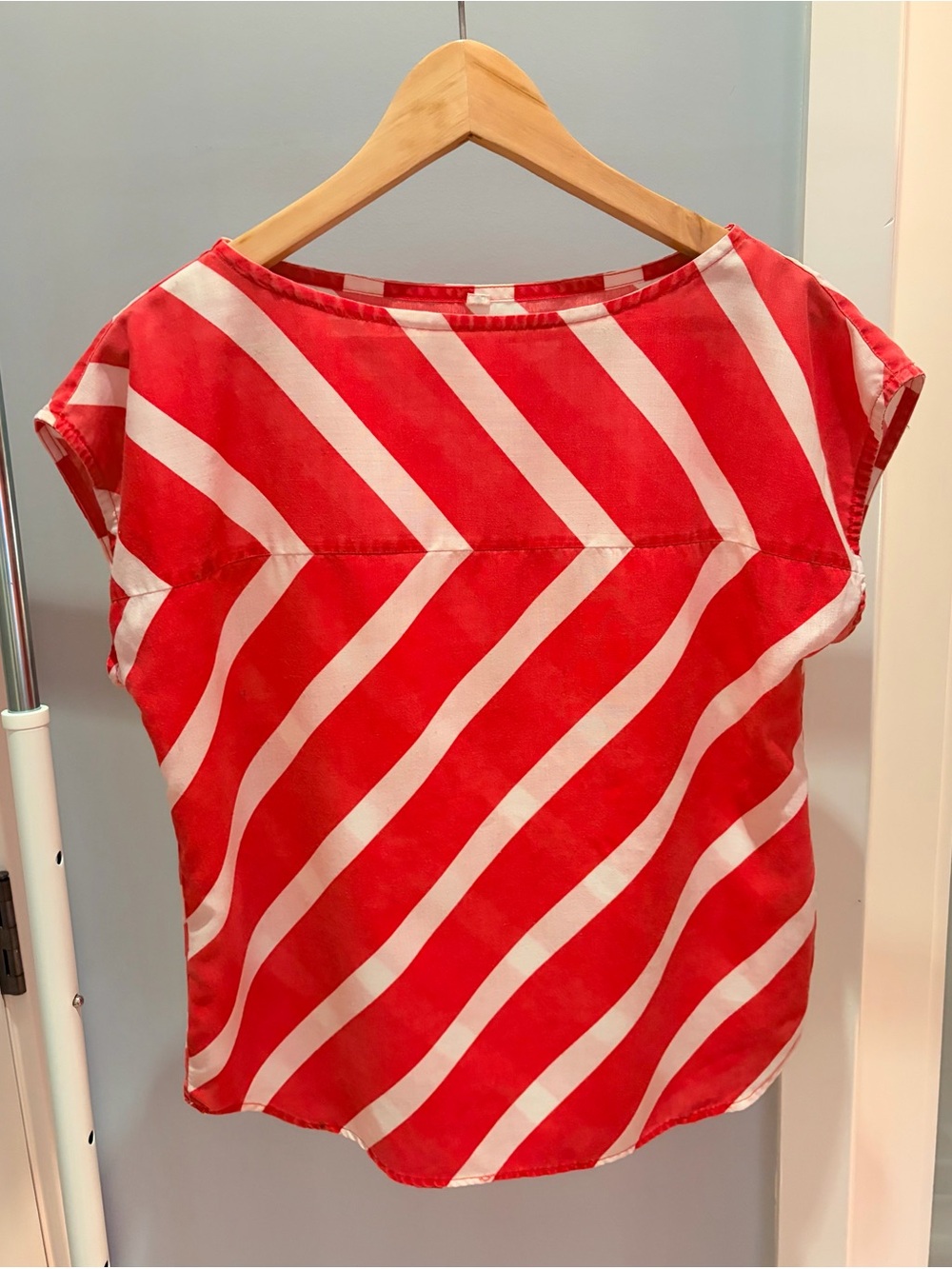 Chevron Striped Vintage New Wave 80s Cap Sleeve Top Size S